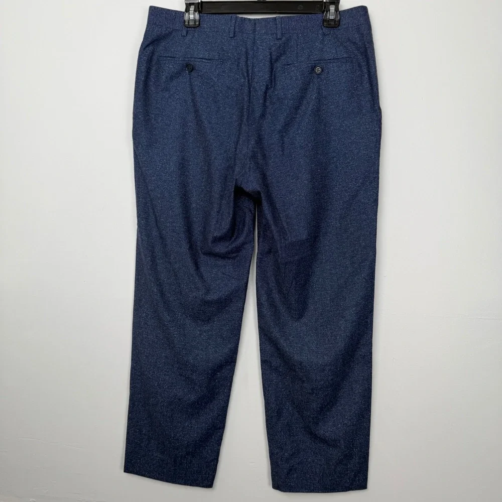 Canali 1934 Blue Melange‎ Textured Flat Front Dress Pants Mens 33x27.5 Luxury